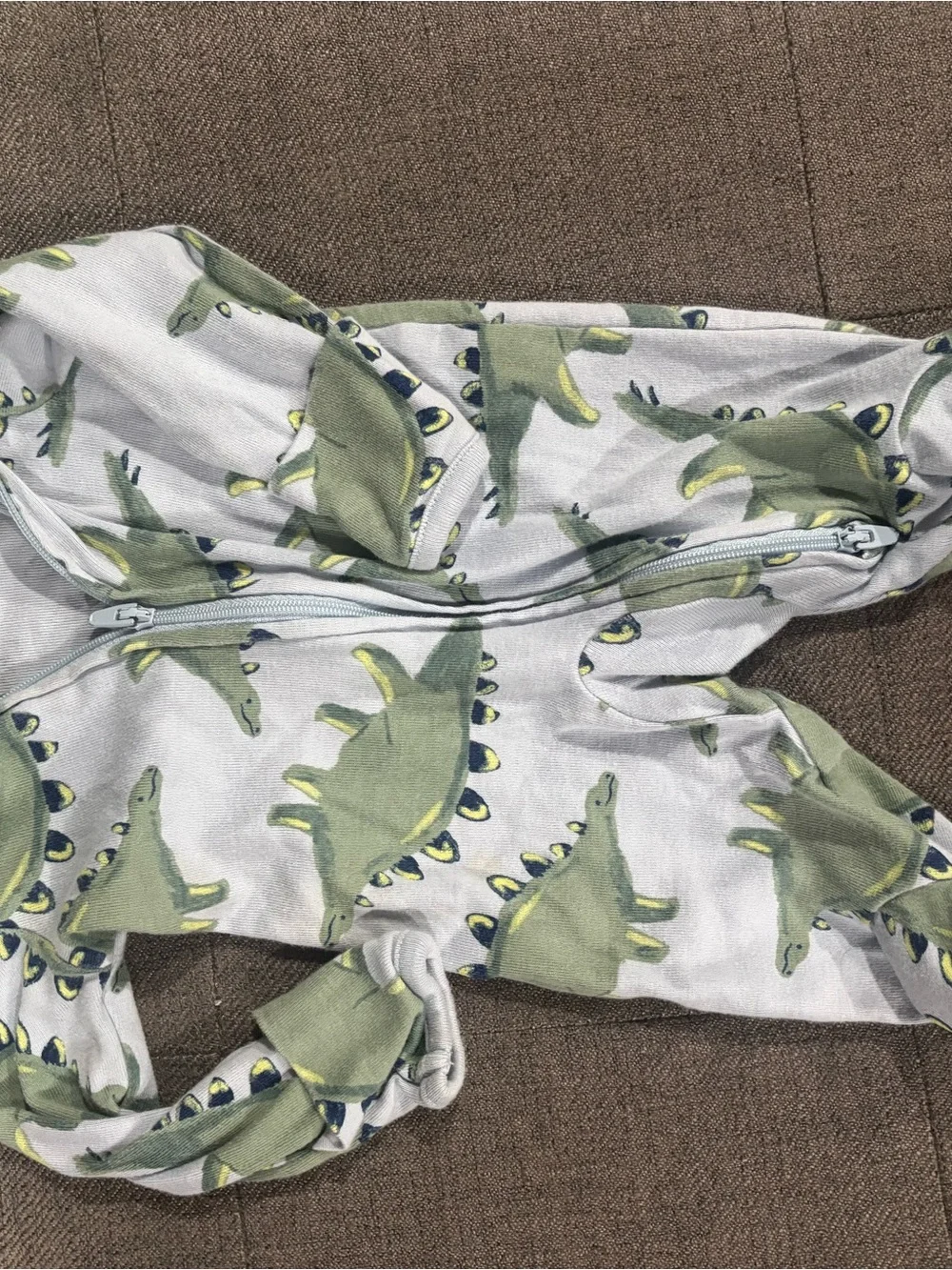 Carter's White and Green Dinosaur Zippered Pajama Sleepsuit